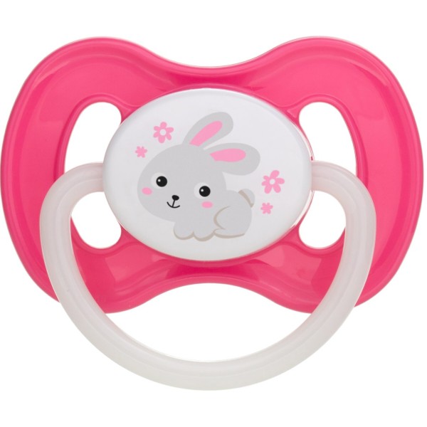 Фото - Симетрична пустушка Canpol babies Bunny & Company силіконова 0-6 міс. рожева, 1 шт. (23/268_pin)