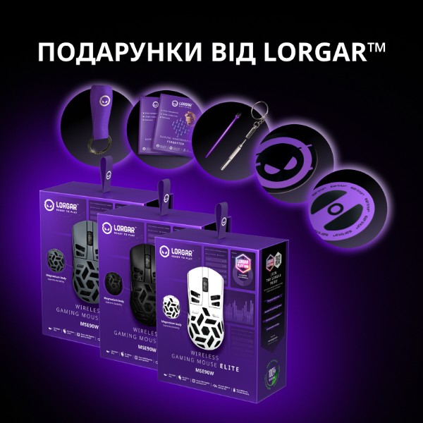 Фото - Миша бездротова ігрова Lorgar Elite MSE90W Wireless Gaming Mouse Elite Black (LRG-MSE90W-BK)