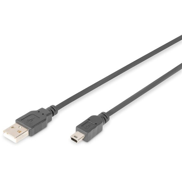 Фото - Кабель USB - miniUSB Digitus USB 2.0 AM/miniB 5pin 1.8m Black (AK-300108-018-S)