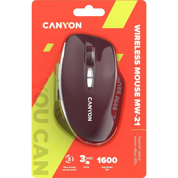 Фото - Миша бездротова Canyon MW-21 Burgundy (CNS-CMSW21BR)