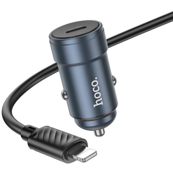 Фото - Автомобільний зарядний пристрій HOCO Z57 Glorious single-port PD30W car charger set (C to iP) Metal Gray (6942007633062)