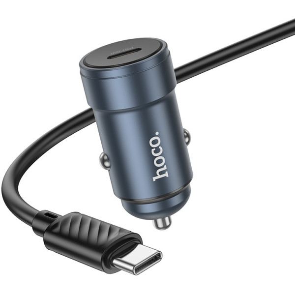 Фото - Автомобильное зарядное устройство HOCO Z57 Glorious single-port PD30W car charger set (C to C) Metal Gray (6942007633086)