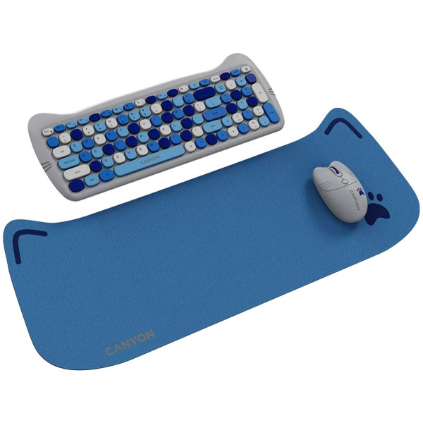 Фото - Клавіатура + миша бездротова Canyon HSET-W6 Kitty Edition Blue (CNS-HSETW6BL)