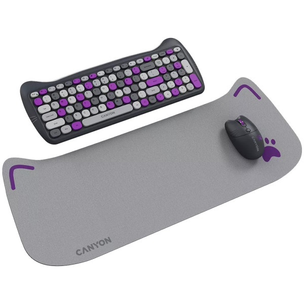 Фото - Клавиатура+мышь беспроводная Canyon HSET-W6 Kitty Edition Violet (CNS-HSETW6VT)