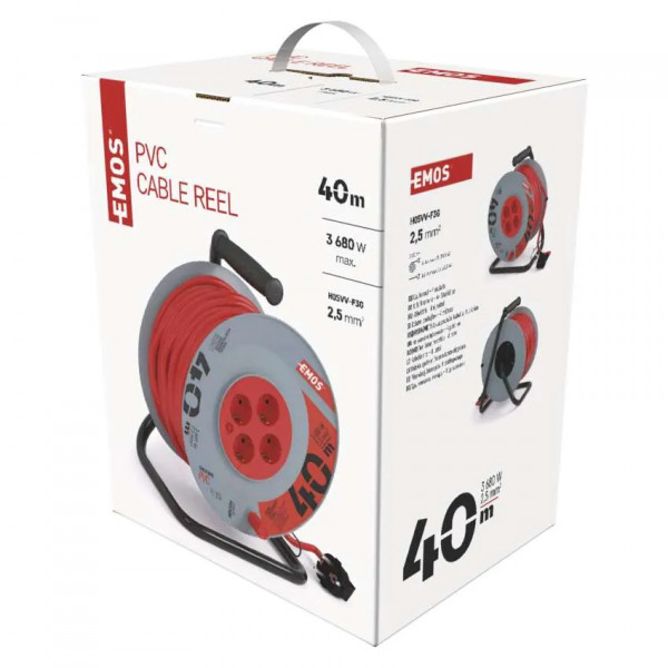 Фото - Подовжувач 220В EMOS на котушці P09240M 4 розетки, 40 м, ПВХ
