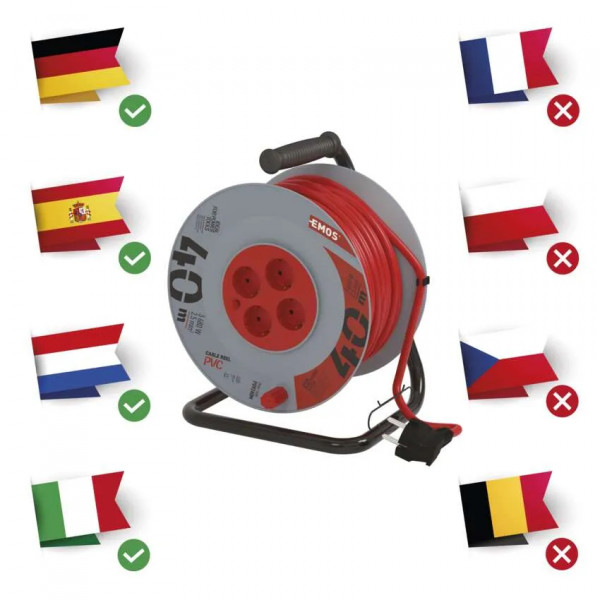 Фото - Подовжувач 220В EMOS на котушці P09240M 4 розетки, 40 м, ПВХ