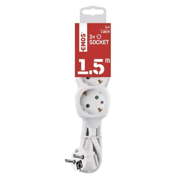 Фото - Подовжувач 220В EMOS P0321R, 3 розетки, 1,5 м.