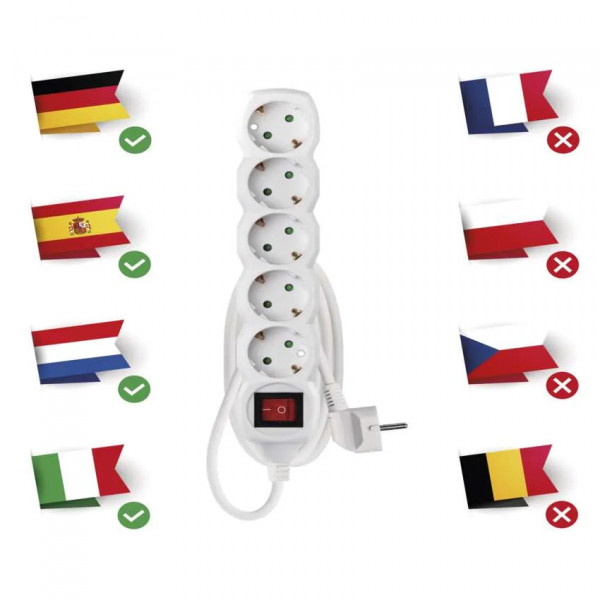 Фото - Подовжувач 220В EMOS P1521R, 5 розетки, 1,5 м.