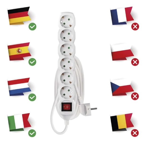 Фото - Удлинитель 220В EMOS P1623R, 6 розетки, 3м.
