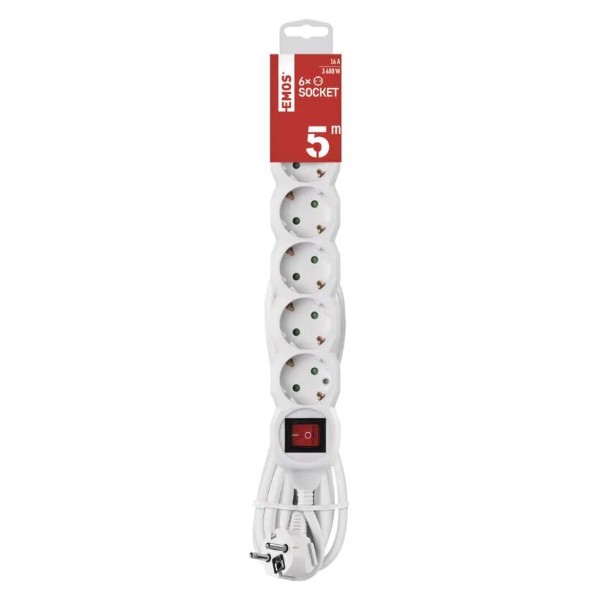 Фото - Подовжувач 220В EMOS P1625R, 6 розетки, 5 м.