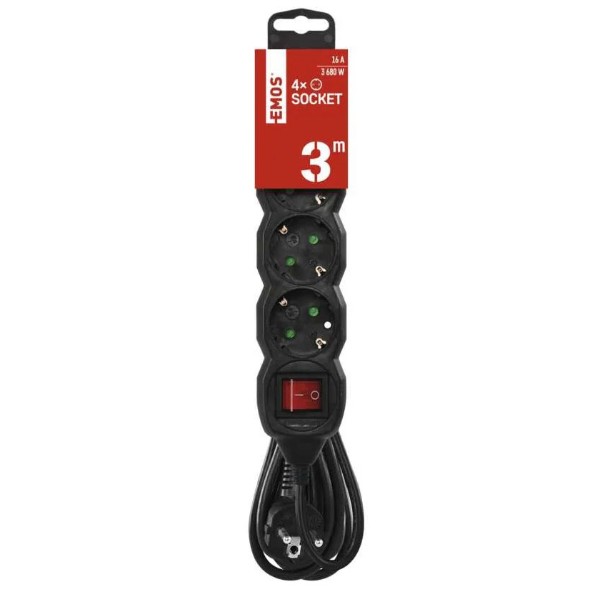 Фото - Сетевой фильтр EMOS PC1423R, 4 розетки, 3м.