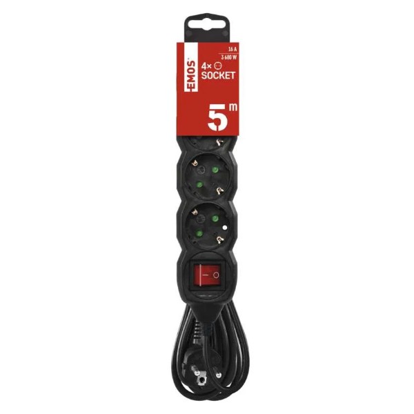 Фото - Сетевой фильтр EMOS PC1425R, 4 розетки, 5м.