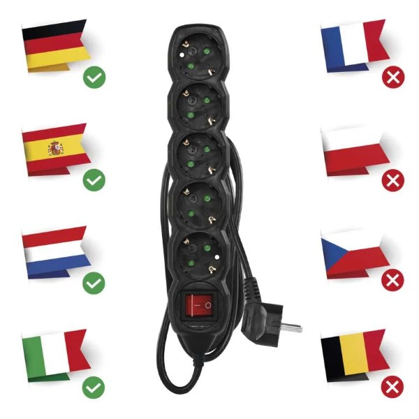 Фото - Подовжувач 220В EMOS PC1521R, 5 розетки, 1,5 м.