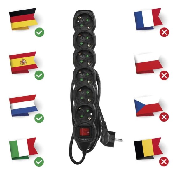 Фото - Подовжувач 220В EMOS PC1621R, 6 розетки, 1,5 м.