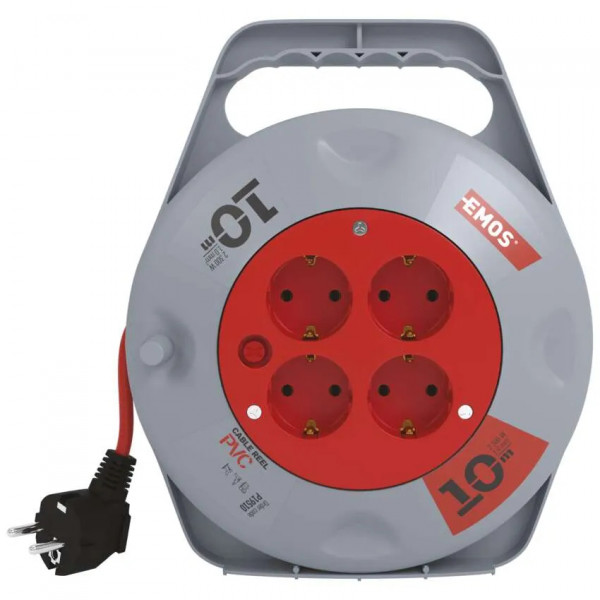Фото - Подовжувач 220В EMOS на котушці із з/к 4гн.помаранч. 10м P19510 3*1,0