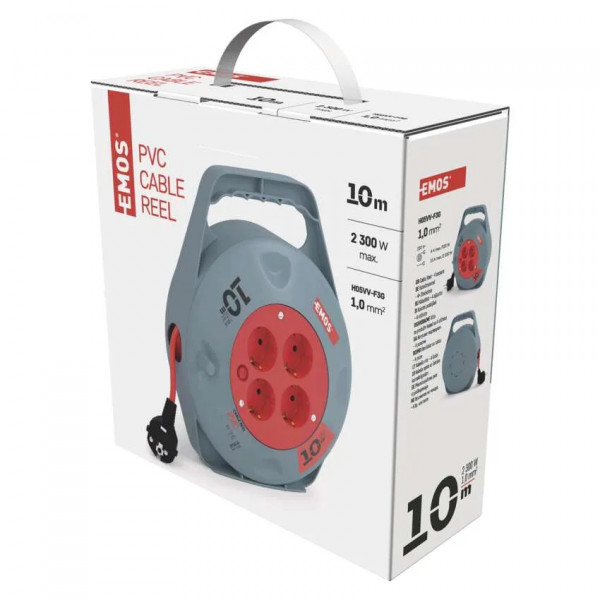 Фото - Подовжувач 220В EMOS на котушці із з/к 4гн.помаранч. 10м P19510 3*1,0