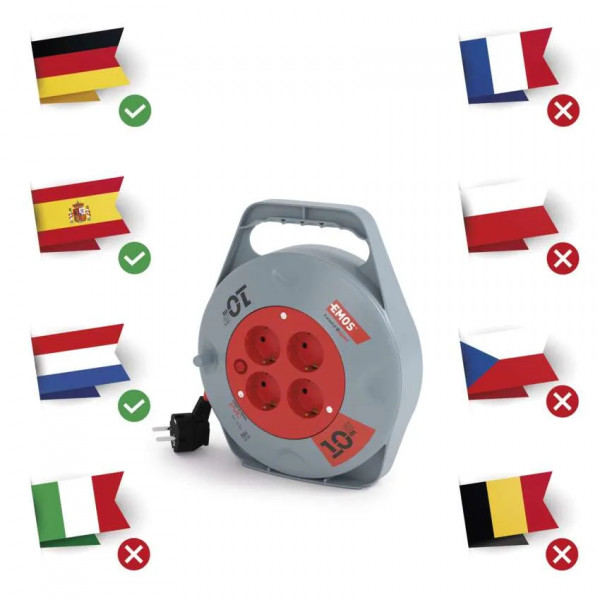 Фото - Подовжувач 220В EMOS на котушці із з/к 4гн.помаранч. 10м P19510 3*1,0