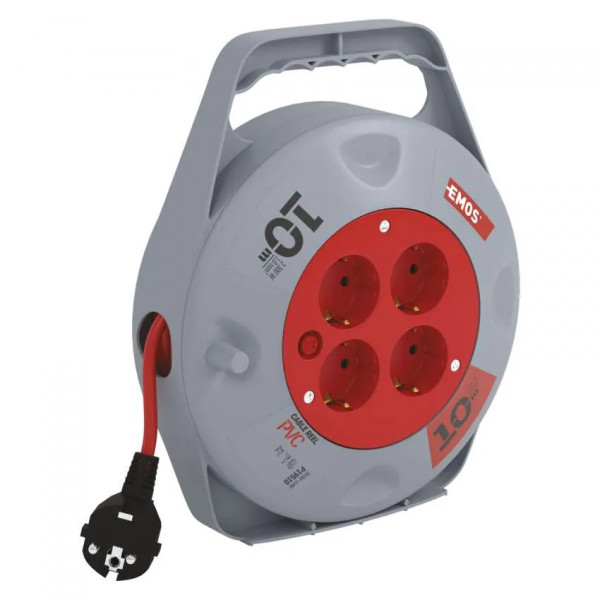 Фото - Подовжувач 220В EMOS на котушці із з/к 4гн.помаранч. 10м P19510 3*1,0