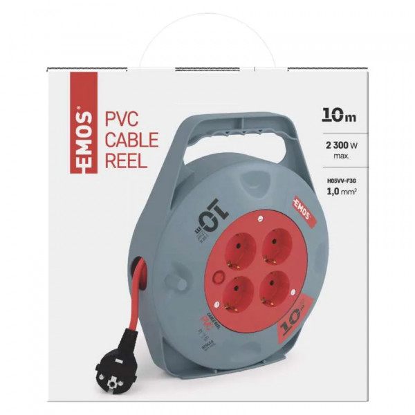 Фото - Подовжувач 220В EMOS на котушці із з/к 4гн.помаранч. 10м P19510 3*1,0
