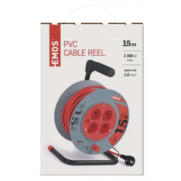 Фото - Подовжувач 220В EMOS на котушці P19515, 4 розетки, 15м,  1 мм2