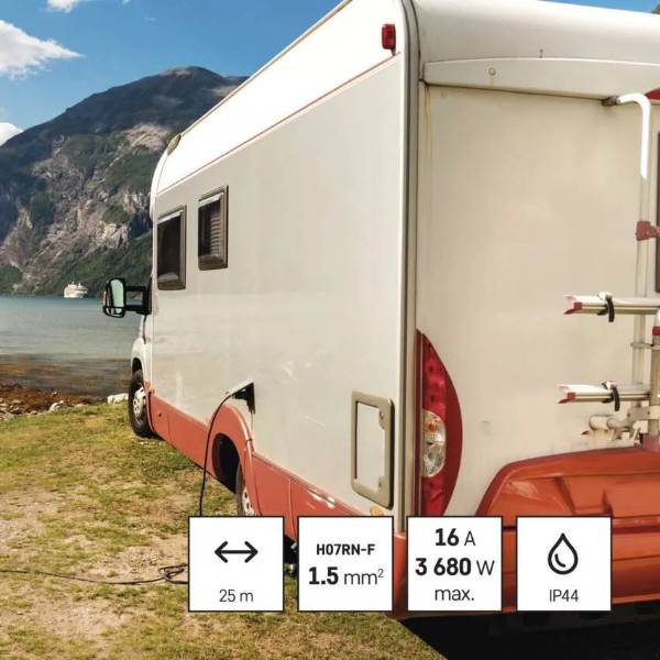 Фото - Удлинитель 220В EMOS на металической котушке P19222 25 м, 4 розетки, 2,5 мм², резина