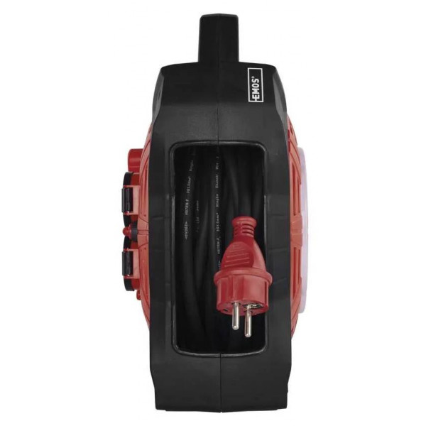 Фото - Подовжувач 220В EMOS на котушці P08215, 4 розетки, 15 м. з вбудованим led прожектором, гума/неопрен