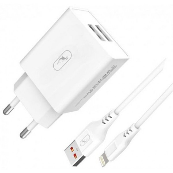 Фото - Мережевий зарядний пристрій SkyDolphin SC30L (2USB, 2.1A) White (MZP-000112) + кабель Lightning
