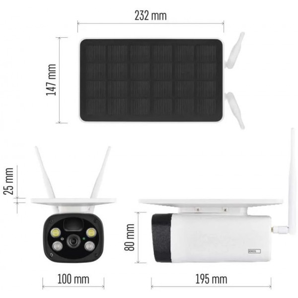 Фото - IP-камера EMOS умная H4056 GoSmart наружная с Wi-Fi, солнечной панелью и аккумулятором, белая