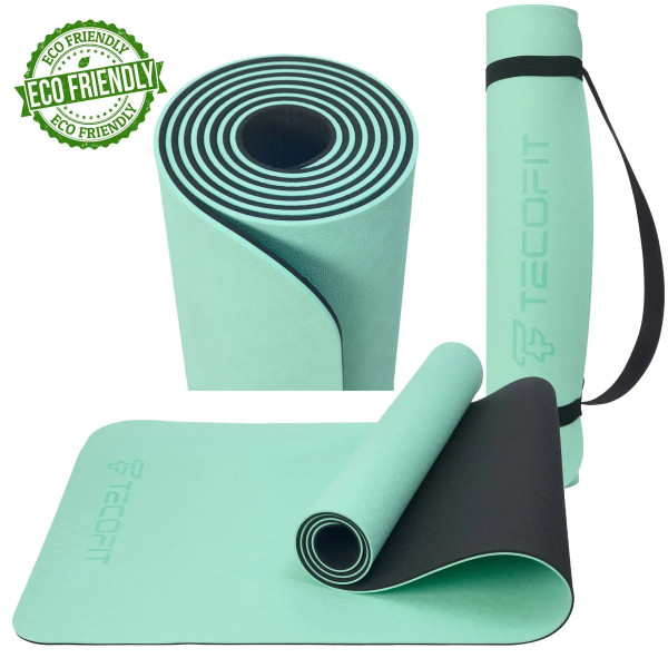 Фото - Килимок для йоги та фітнесу TECOFIT Dual Color TPE Mat 183х61х0.6 см Green/black (TOP18013825/5)