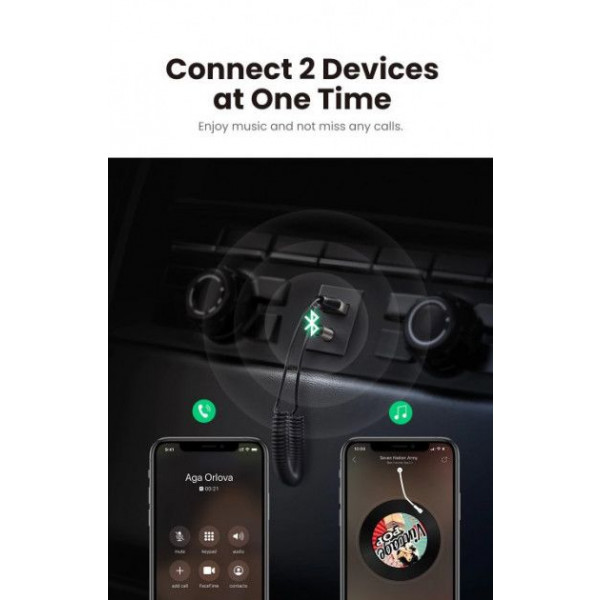Фото - Адаптер мережі Bluetooth USB UGREEN CM309 Bluetooth Aux with Mic Space Gray (70601)