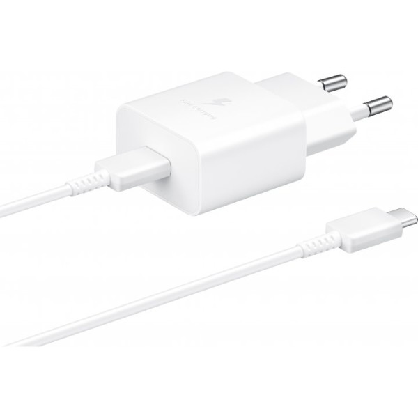 Фото - Мережевий зарядний пристрій Samsung 15W Power Adapter with Type-C to Type-C cable White (EP-T1510XWEGRU)