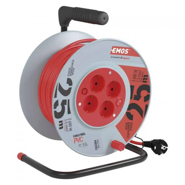 Фото - Удлинитель 220В EMOS на катушке с ж/к 4гн.черн. 25м P092251 3*1,5