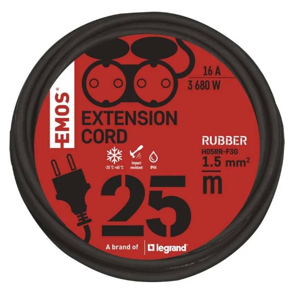 Фото - Удлинитель 220В EMOS P0704, 2 розетки, 25м.