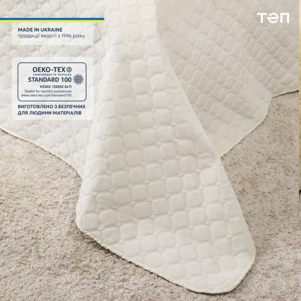 Фото - Покрывало двуспальное ТЕП Velour 240х260 см Молочный/Ромб круглый (4-00518_22469)