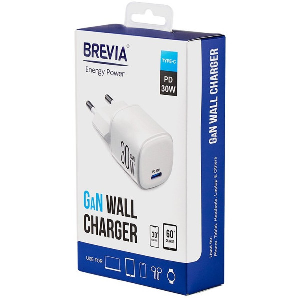 Фото - Мережевий зарядний пристрій Brevia ePowerGaN PD30W USB-C (44030GCW)