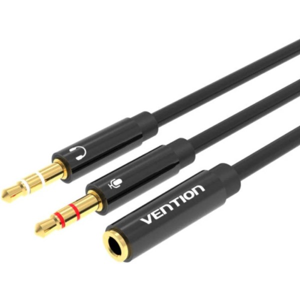 Фото - Перехідник аудіо Vention Jack 3.5mm 4pin F -> 2x3.5mm M Black (BBTBY) Фото - Перехідник аудіо Vention Jack 3.5mm 4pin F -> 2x3.5mm M Black (BBTBY)