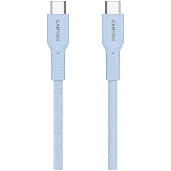 Фото - Кабель синхронізації даних Canyon OnWire 60CL C-C 60W COLOR Braided 1m Light Blue (CND-CCAP60AB10LBL)