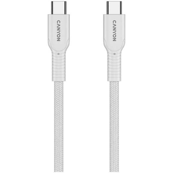 Фото - Кабель синхронізації даних Canyon OnWire 60CL C-C 60W COLOR Braided 1m White (CND-CCAP60AB10W)