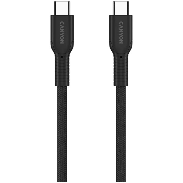 Фото - Кабель синхронізації даних Canyon OnWire 60CL C-C 60W COLOR Braided 1m Black (CND-CCAP60AB10B)