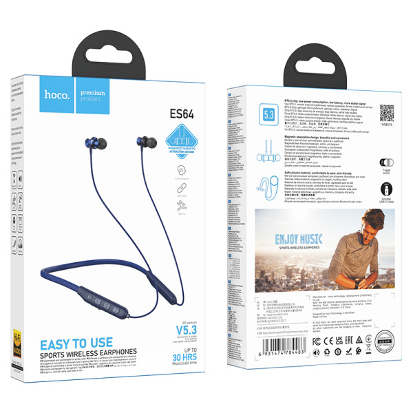 Фото - Навушники вкладиші бездротові HOCO ES64 Easy Sound sports Navy Blue (6931474784483)