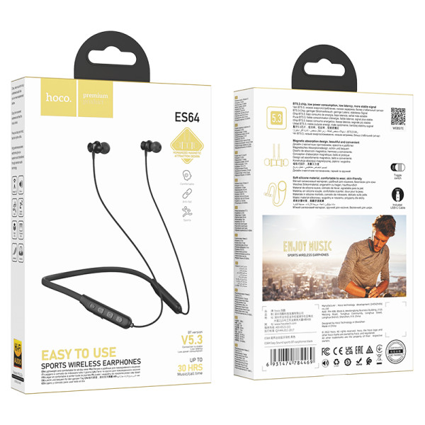 Фото - Навушники вкладиші бездротові HOCO ES64 Easy Sound sports Black (6931474784469)