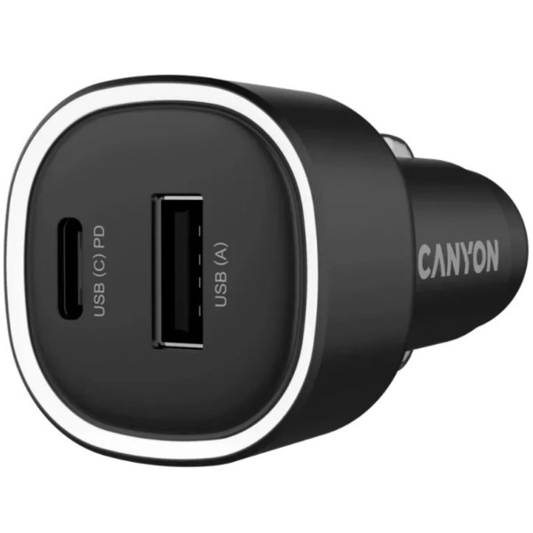Фото - Автомобільний зарядний пристрій Canyon OnDrive 48 PD 48W USB-A+USB-C Black (CNE-CCABR3AC)