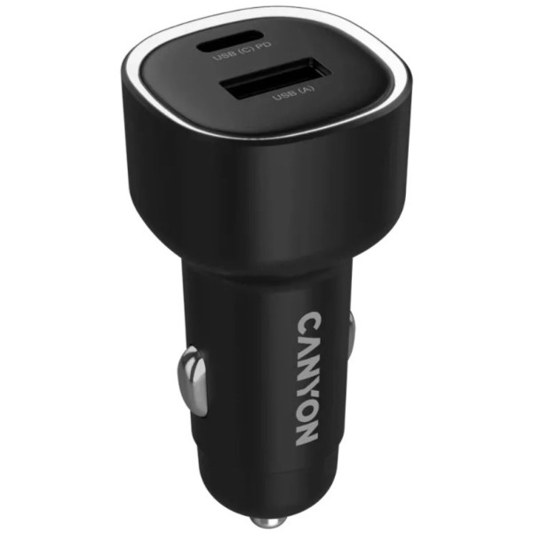 Фото - Автомобільний зарядний пристрій Canyon OnDrive 48 PD 48W USB-A+USB-C Black (CNE-CCABR3AC)