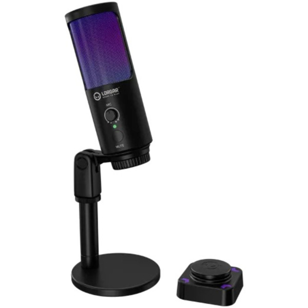 Фото - Мікрофон для комп'ютера бездротовий Lorgar Voicer SMP40 RGB з бездротовою кнопкою Black (LRG-SMP40-BK)