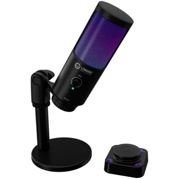 Фото - Мікрофон для комп'ютера бездротовий Lorgar Voicer SMP40 RGB з бездротовою кнопкою Black (LRG-SMP40-BK)