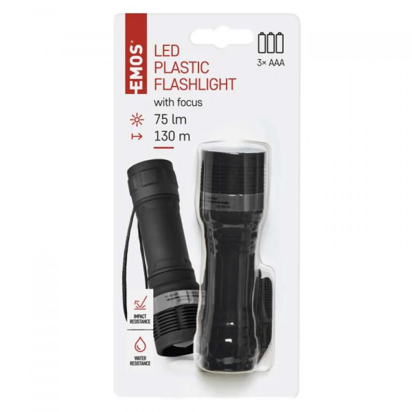 Фото - Фонарь EMOS LED P4702 3W 75Lm1/25Lm 3*AAA, ручн.пласт.