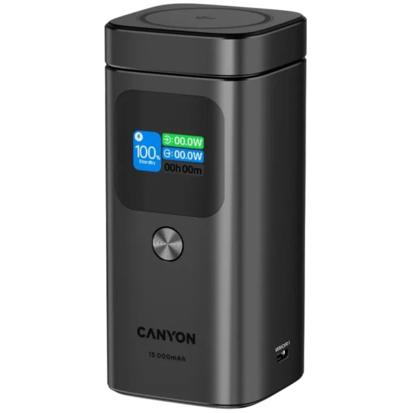 Фото - Батарея мобільна Canyon OnPower 150 Qi2 magnetic 15000mAh 100W Aluminium Dark Grey (CNS-CPB150DG)