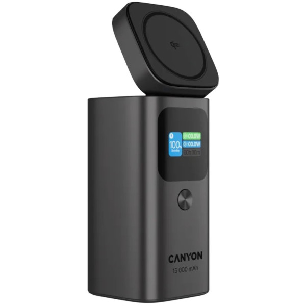 Фото - Батарея мобільна Canyon OnPower 150 Qi2 magnetic 15000mAh 100W Aluminium Dark Grey (CNS-CPB150DG)