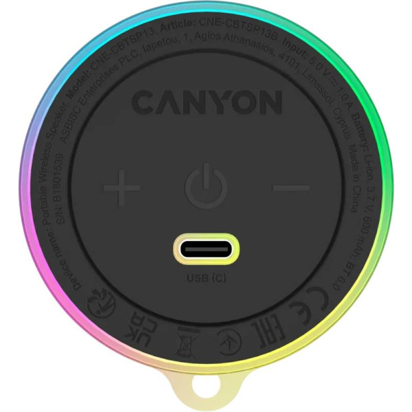 Фото - Портативна акустика Canyon Magnetic BT speaker OnMove 13 5W Black (CNE-CBTSP13B)