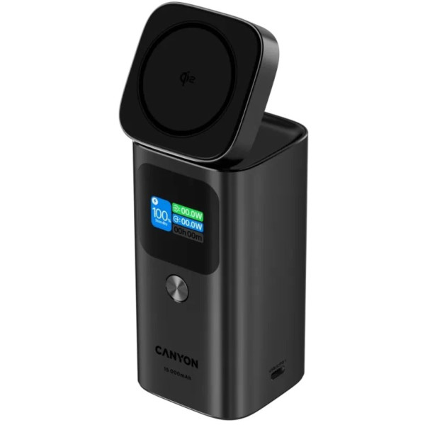 Фото - Батарея мобільна Canyon OnPower 150 Qi2 magnetic 15000mAh 100W Aluminium Dark Grey (CNS-CPB150DG)